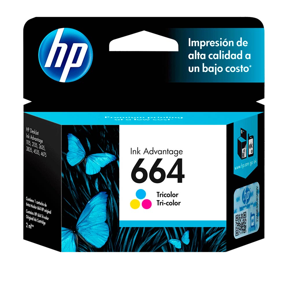 Cartucho de Tinta Tricolor 664 HP Designjet 1110/2130/3630/ENVY 4520/Officejet 3830
