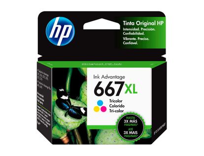 Cartucho de Tinta Tricolor 667XL HP Designjet Plus Advantage 6000/6400/INK ADVANTAGE 1200/2300/2700/4100