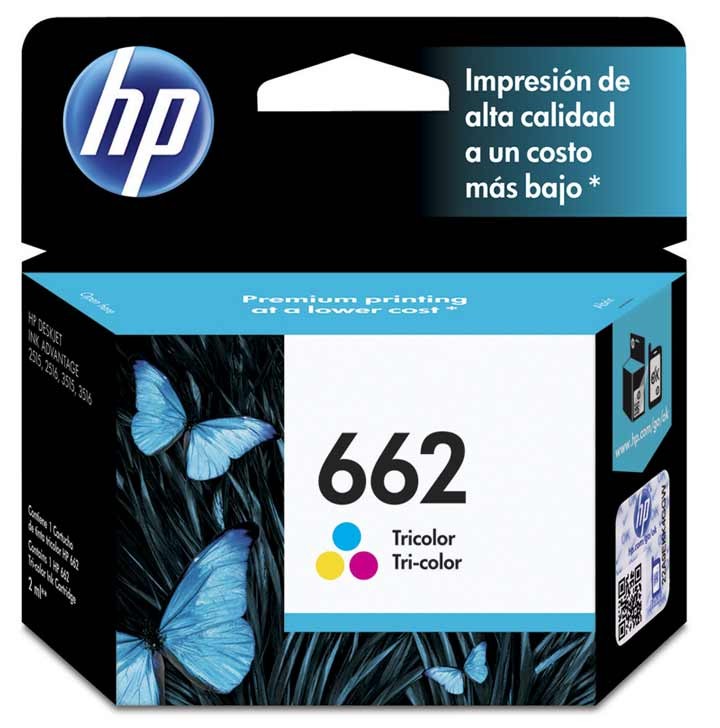 Cartucho de Tinta Tricolor 662 HP Designjet INK ADVANTAGE 2515 y 2515 E-All-IN-ONE