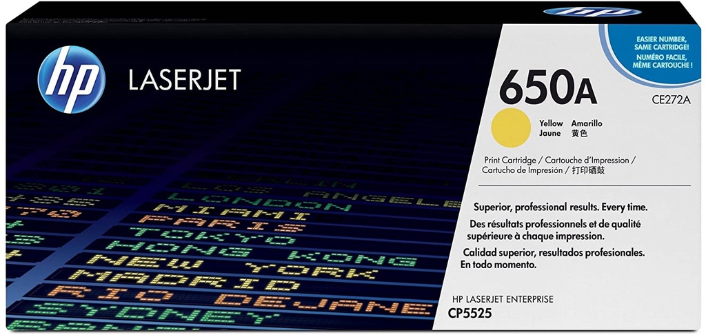 Cartucho de Tóner Amarillo 650A HP Laserjet CP5525/M750