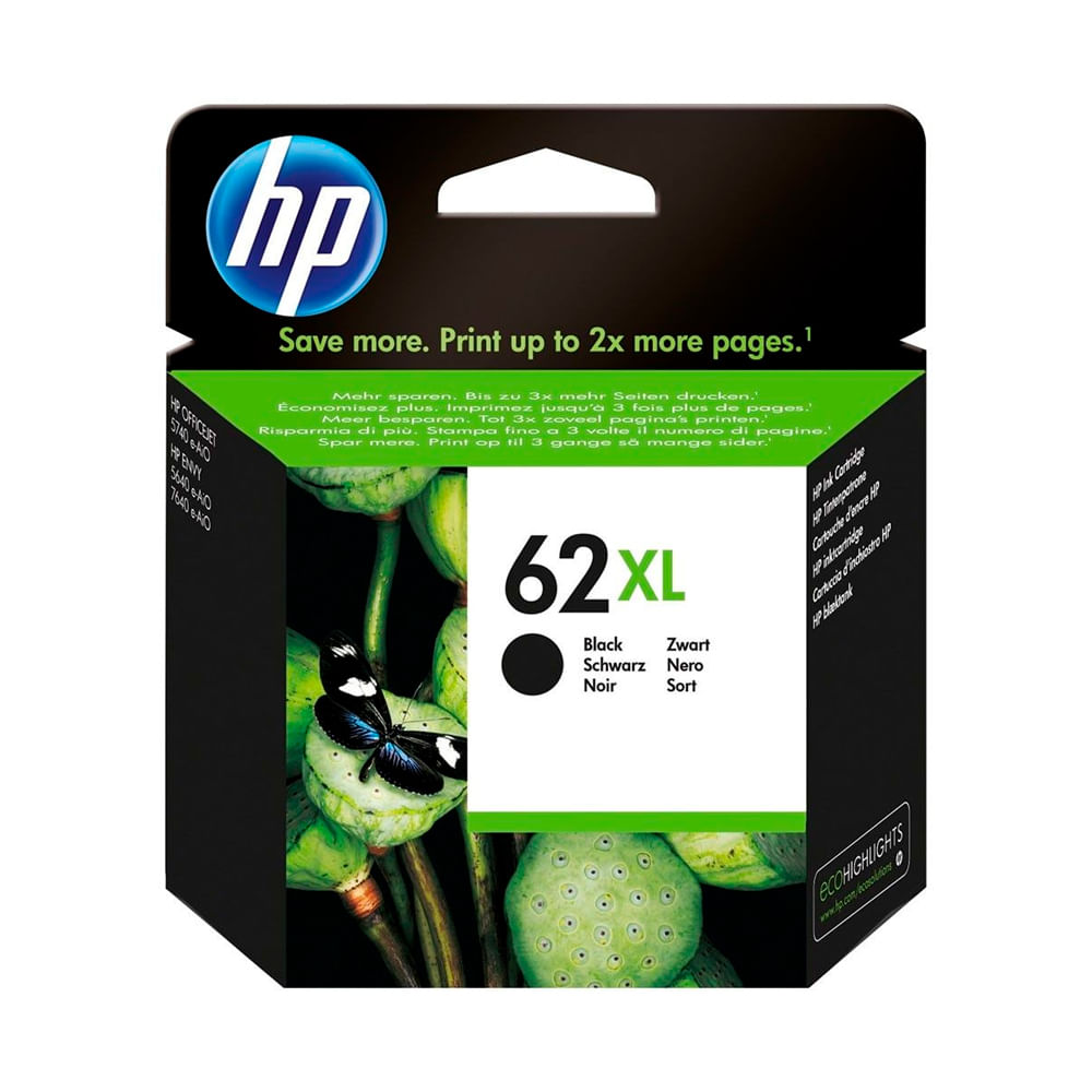 Cartucho de Tinta Negra 62XL HP Officejet 8040/5740/ENVY 8000/7640/5660/5640