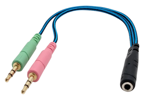 Convertidor "Y" de audio 3.5MM hembra a 2 x 3.5MM macho Stereo 15cm