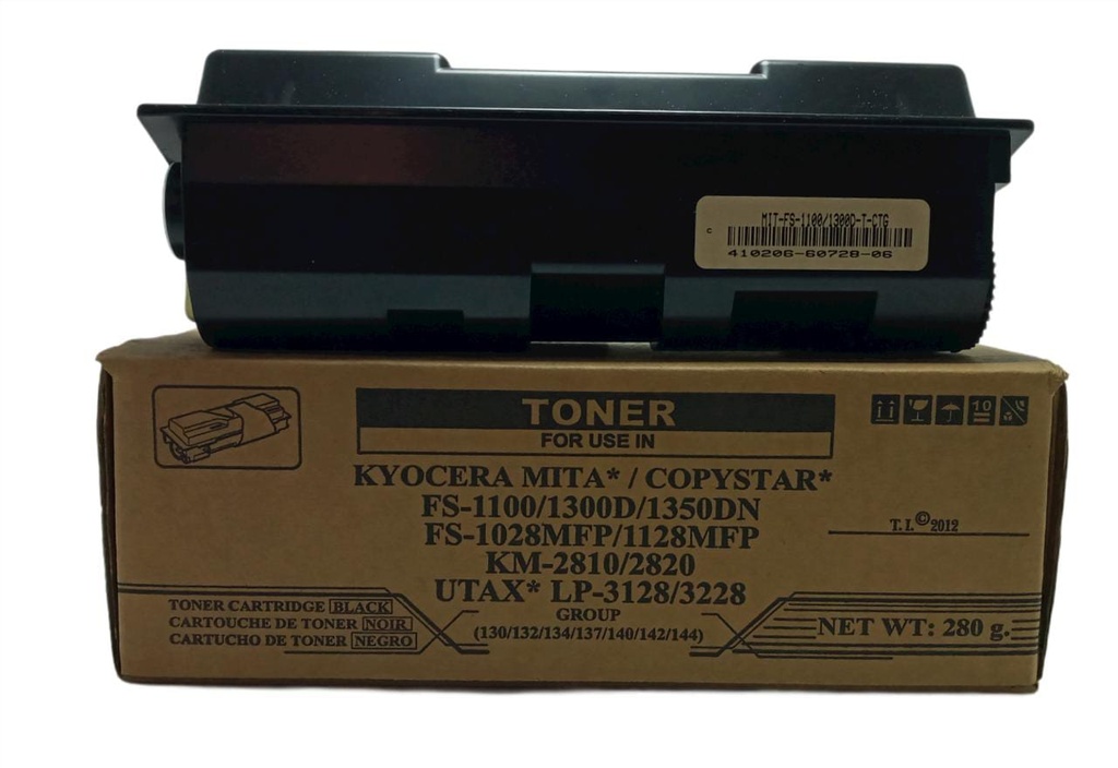 Cartucho de Tóner Negro TK-130/ TK-132/ TK-134/ TK-137 Genérico Kyocera FS-1100/FS-1300D/FS-1350DN/FS-1028MFP/FS-1128MFP/KM-2810/KM-2820