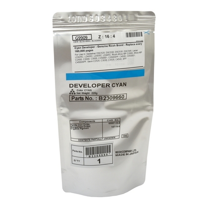 Revelador Cyan (225G.) Ricoh MP C300/MP C2500/MP C3000/MP C3500/MP C4500
