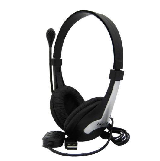 Diadema Negra USB X-100U Micrófono Giratorio y control de volumen Xue Electronics 