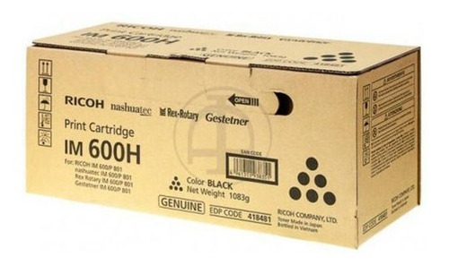 Cartucho de Tóner Negro Ricoh IM 600H/P801 Ricoh IM 600F/ (Alto rendimiento)