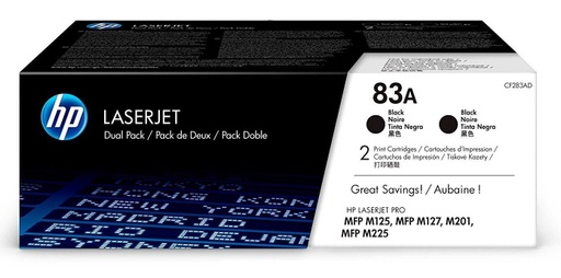 [CF283AD] Cartucho de Tóner Negro 83A Dualpack HP Laserjet MFP125/MFP127FN