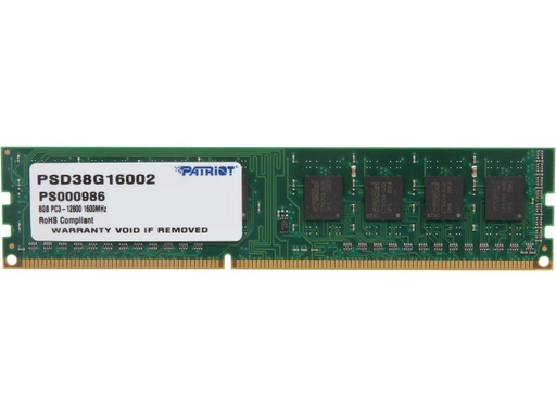 [PSD38G16002] Memorias Patriot DRAM DDR3: 8GB CL11 PC3-12800 (1600MHZ) DIMM