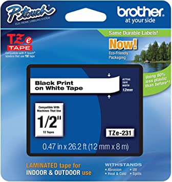 [TZE231] Cinta Laminada Ancho 12 MM Brother P-TOUCH TZE-2312PK/TZ-231 1/2