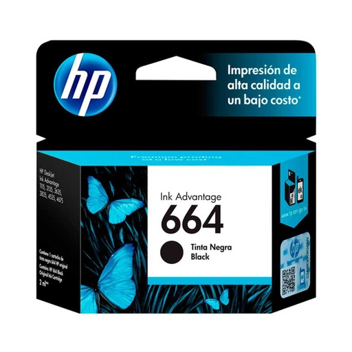 [F6V29AL] Cartucho de Tinta Negra 664 HP Designjet 1110/1115/2130/2135/3630/ENVY 4520/Officejet 3830