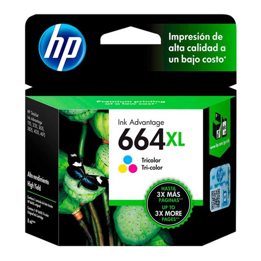 [F6V30AL] Cartucho de Tinta Tricolor 664XL HP Designjet 1110/1115/2130/2135/3630/ENVY 4520/Officejet 3830
