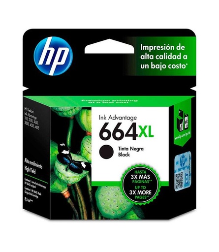 [F6V31AL] Cartucho de Tinta Negra 664XL HP Designjet 1110/1115/2130/2135/3630/ENVY 4520/Officejet 3830