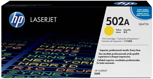[Q6472A] Cartucho de Tóner Amarillo 502A HP Laserjet 3600