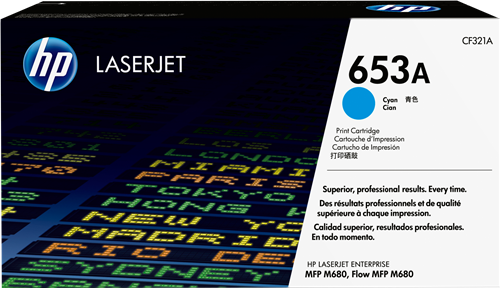 [CF321A] Cartucho de Tóner Cyan 653A HP Laserjet Enterprise MFP M680