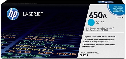 [CE271A] Cartucho de Tóner Cyan 650A HP Laserjet CP5525/M750