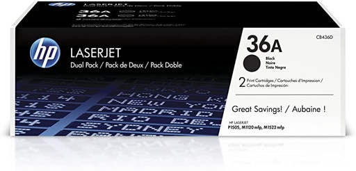 [CB436AD] Cartucho de Tóner Negro Dual Pack 36A HP Laserjet P1505