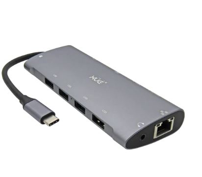 [CNV-HCX-1171] Docking Station 11-1 USB-C a GIGABIT ETH+VGA+AUDIO 3.5MM+HDMI 4K+PD 100W+3*USB3.0, 1*USB 2.0+LECTOR SD/MICRO SD, XUE
