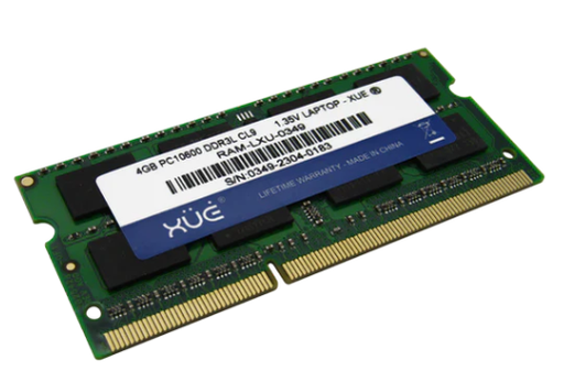 [RAM-LXU-0349] Memoria RAM para portatil DDR3L PC10600 4GB 1333Mhz CL9 1.5/1.35V Laptop, marca XUE® (16 Chip)