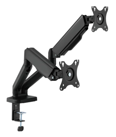 [ACC-BM2-1174] Brazo soporte ergonómico para 2 (dos) monitores tipo VESA 17-32" con resorte y administración de cables, color negro, marca XUE® Modelo C024E