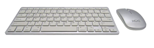 [TEC-IXU-1082] COMBO TECLADO INALAMBRICO DESKTOP LATAM + MOUSE 1600DPI, PLATEADO, 2 EN 1 2.4G & BLUETOOTH 5.0, XUE
