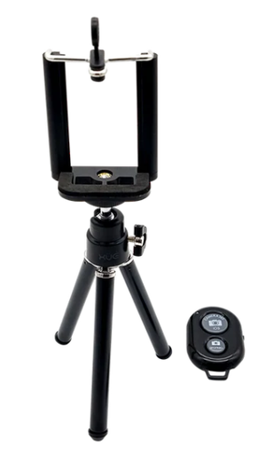 [ACC-TBX-0718] Trípode metálico de 18CM para webcam y celular 6.5", negro, con control remoto Bluetooth, marca XUE