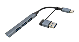 [ACC-HCU-1173] Hub expansor USB-C + Convertidor USB-C Hembra a USB 3.0 Macho a 4 x USB 3.0 , XUE® GRIS