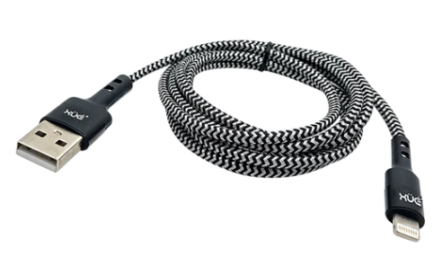 [CNV-UXL-1026] Convertidor USB-A a Lightning 2.4A 1.5m color Negro recubierto en nylon (para Carga y Datos) XUE