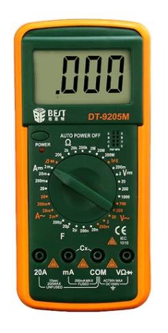 [ACC-MDB-0708] MULTIMETRO DIGITAL BEST DT-9205m 1000V, 20A, 200M, 20nF, CE Y ROHS.