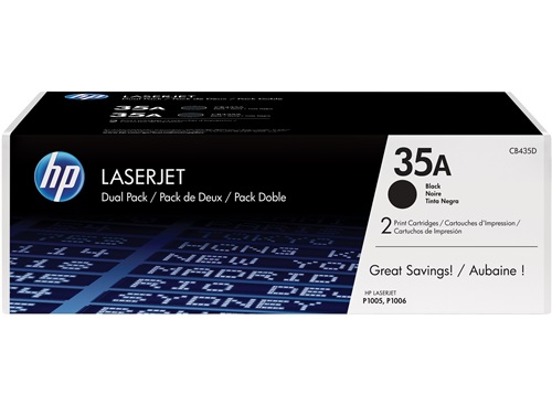 [CB435AD] Cartucho de Tóner Negro 35A Pack de 2 HP Laserjet P1005/P1006