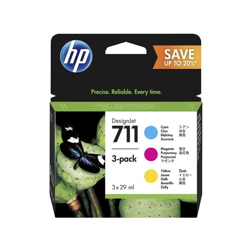 [P2V32A] Paquete de Tintas (3 colorES) 711 HP HP Designjet T520 /T120 /T125/ T130 /T525