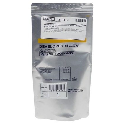 [D0899680] Revelador Amarillo (230G.) Ricoh MP C3001/MP C3501/MP C4501/MP C5501