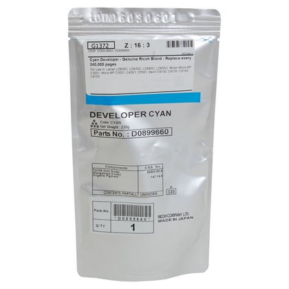 [D0899660] Revelador Cyan (230G.) Ricoh MP C3001/MP C3501/MP C4501/MP C5501