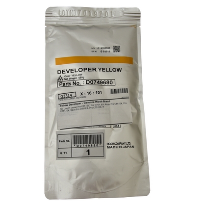 [D0749680] Revelador Amarillo (650G.) Ricoh PRO C651EX/PRO C751EX