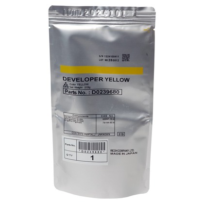 [D0239680] Revelador Amarillo (215G.) Ricoh MP C2030/MP C2050/MP C2550/MP C2051/MP C2551/MP C2800/MP C3300/MP C4000SPF/MP C5000SPF