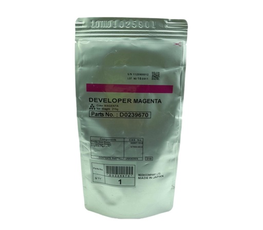 [D0239670] Revelador Magenta (215G.) Ricoh MP C2030/MP C2050/MP C2550/MP C2051/MP C2551/MP C2800/MP C3300/MP C4000/MP C5000